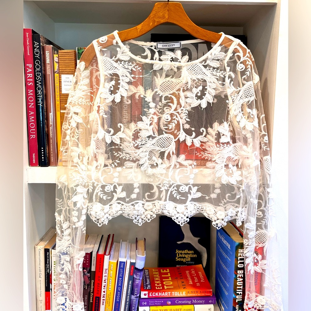 White lace cropped top by Eden Society